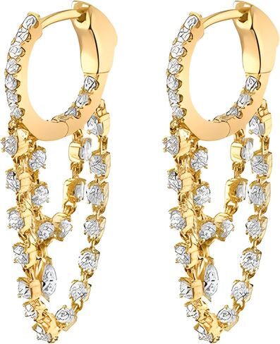 Tassel Chain Huggie Drop Dangle Earrings for Women Teen Girls Cubic Zirconia Inlaid Chain Small Hoop Earrings in Saudi Arabia