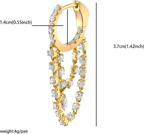 Tassel Chain Huggie Drop Dangle Earrings for Women Teen Girls Cubic Zirconia Inlaid Chain Small Hoop Earrings in Saudi Arabia