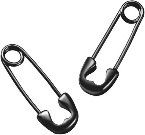 Cute Sterling Silver Safety Pin Small Hoop Earrings for Women Teen Girls Cartilage Fashion Black Sleeper Hoops in Saudi Arabia