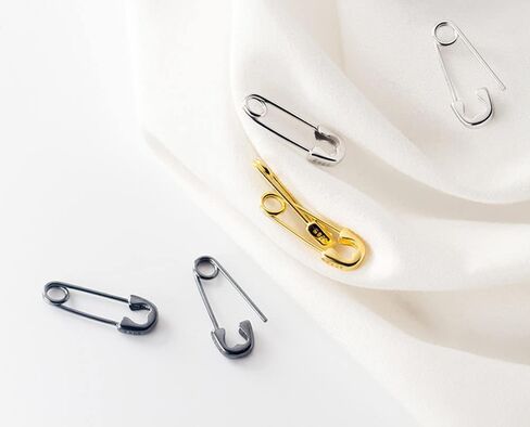 Cute Sterling Silver Safety Pin Small Hoop Earrings for Women Teen Girls Cartilage Fashion Black Sleeper Hoops in Saudi Arabia
