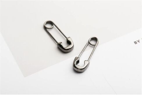 Cute Sterling Silver Safety Pin Small Hoop Earrings for Women Teen Girls Cartilage Fashion Black Sleeper Hoops in Saudi Arabia