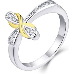 YL Cross Rings 925 Sterling Silver Infinity Ring Religious Jewelry Christian Baptism Gift