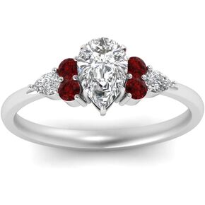 Gemsonclick Choose Your Gemstone Pear Shape Accented Engagement Ring 925 Sterling Silver Matching Engagement Fashion Jewelry Easy to Wear Gifts Side Stone Engagement Rings : US Size 4 to 12
