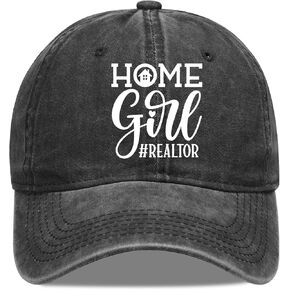 Jumsky Real Estate Baseball Caps for Women Home Girl Washed Cotton Plain Trucker Hat Black, Black, One size in Kuwait