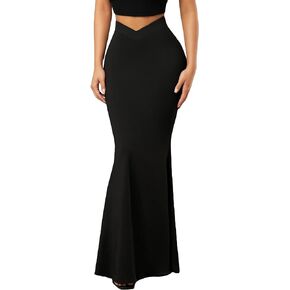 GORGLITTER Women's Casual High Waist Bodycon Maxi Skirt Elastic Waistband Long Mermaid Skirts