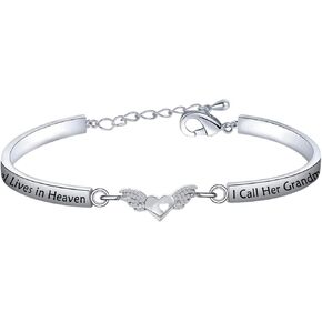 LQRI Memorial Bracelet Loss of Family Member Gift My Guardian Angel Lives in Heaven I Call Him/Her Grandpa Son Grandma Mom in Saudi Arabia