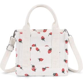 Corduroy Tote Bag Small Satchel Bag for Women Crossbody Bag Purse with Zipper Casual Hobo Handbag