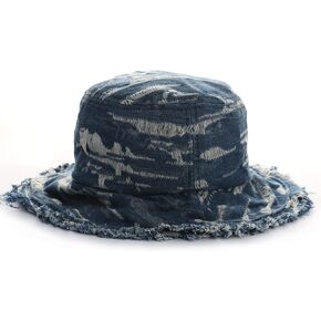 Women's Raw Trim Denim Bucket Casual Fisherman Hat Packable Outdoor Beach Sun Cap in Kuwait