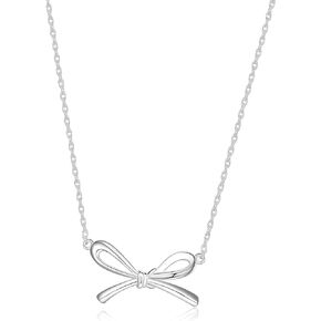 MORGAN & PAIGE 18K Yellow Gold Plated or Rhodium Plated 925 Sterling Silver Bow Pendant Necklace or Hinged Bangle Bracelet for Women in Saudi Arabia