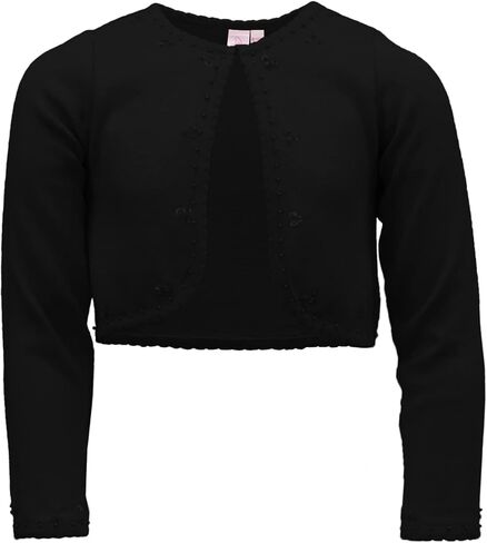 Cyndeelee Girls Long Sleeve Beaded Sequin Scallop Trim Cotton Shrug Cardigan in Kuwait