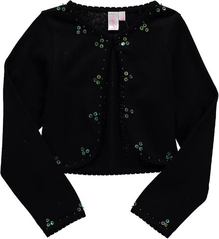 Cyndeelee Girls Long Sleeve Beaded Sequin Scallop Trim Cotton Shrug Cardigan in Kuwait