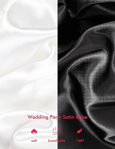 EPLAZA 7 قطعة رداء نسائي من الساتان الحريري مع دانتيل لحفلات الزفاف وحفلات العروس ووصيفة العروس رداء كيمونو للاستلقاء in Kuwait