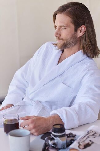 MONARCH Lined Waffle Spa Robe - Hotel Bathrobe in White Cypress in Saudi Arabia