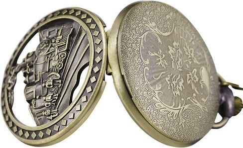 مورفونج ساعة جيب ستيمبنك للرجال والنساء ثلاثية الابعاد بتصميم قاطرة ستيم ترين، ساعة كوارتز بسلسلة فوب in Kuwait