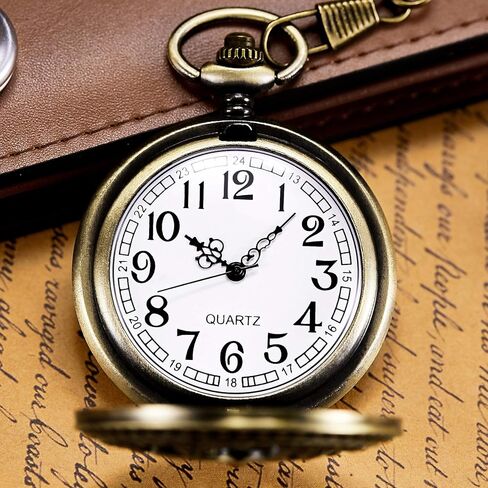 مورفونج ساعة جيب ستيمبنك للرجال والنساء ثلاثية الابعاد بتصميم قاطرة ستيم ترين، ساعة كوارتز بسلسلة فوب in Kuwait