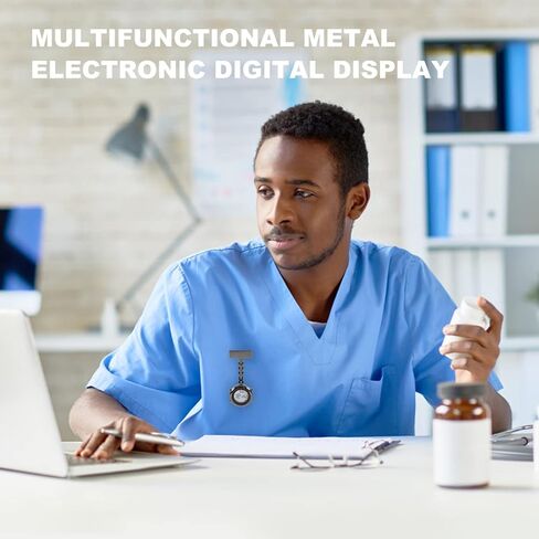 ساعة ibasenice الرقمية بمشبك للممرضات - ساعة معلقة من الفولاذ المقاوم للصدأ وساعة جيب مضيئة للرجال والنساء in Kuwait