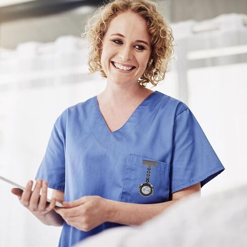 ساعة ibasenice الرقمية بمشبك للممرضات - ساعة معلقة من الفولاذ المقاوم للصدأ وساعة جيب مضيئة للرجال والنساء in Kuwait