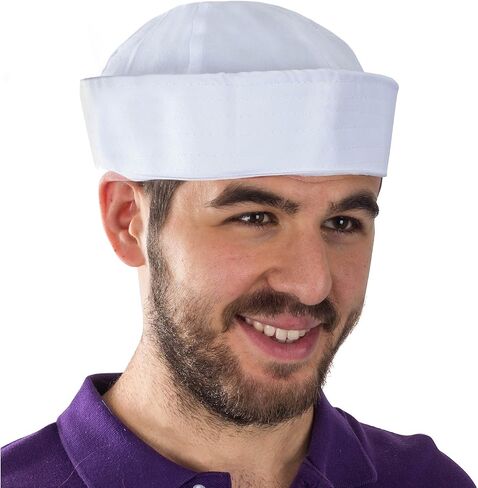 Funny Party Hats Yacht Captain Hat – Sailor Cap, Skipper Hat, Navy Marine Hat - Adjustable - Costume Accessories (White) in Kuwait