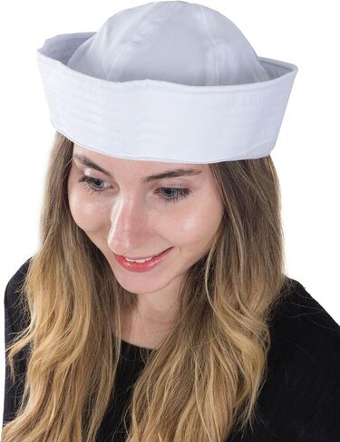 Funny Party Hats Yacht Captain Hat – Sailor Cap, Skipper Hat, Navy Marine Hat - Adjustable - Costume Accessories (White) in Kuwait