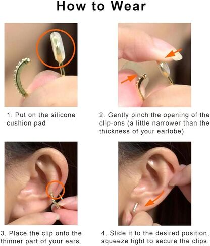 Yurielys Clip on Pearl Stud Earrings, 14K Gold Plated Cubic Zirconia Fake Piercing Button Earrings for Women Girls, Small, Pearl, Pearl in Kuwait