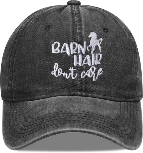 Jumsky Barn Hair Don't Care Baseball Caps for Women Home Girl Washed Cotton Plain Trucker Hat Black, Black, One size in Kuwait