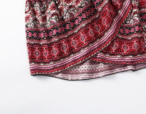 ForeMode Women Boho Print High Waist Side Wrap Bohemian Asymmetric Hem Maxi Long Skirt One Size in Saudi Arabia