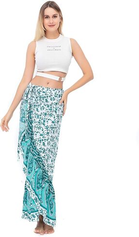 ForeMode Women Boho Print High Waist Side Wrap Bohemian Asymmetric Hem Maxi Long Skirt One Size in Saudi Arabia