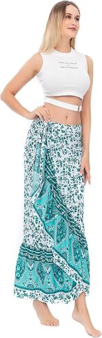 ForeMode Women Boho Print High Waist Side Wrap Bohemian Asymmetric Hem Maxi Long Skirt One Size in Saudi Arabia