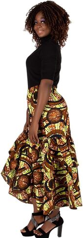 تنانير Iooiooi ذات الطباعة الأفريقية للنساء، تنورة طويلة طويلة، تنورة أنيقة بخصر عالٍ على شكل ذيل السمكة in Saudi Arabia