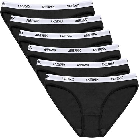 ANZERMIX Women's Breathable Comfort Cotton Bikini Panties Pack of 6 in Saudi Arabia