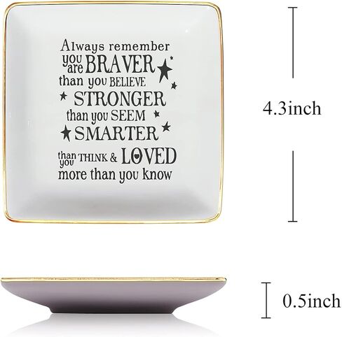 Littlefa Sister Friend Gift Classic Inspiration Ceramic Jewelry Ring Dish Decorative Trinket Plate هدايا عيد الميلاد المجيد للنساء علبة مجوهرات - تذكر دائمًا in Kuwait