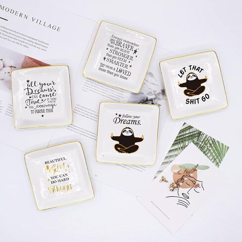 Littlefa Sister Friend Gift Classic Inspiration Ceramic Jewelry Ring Dish Decorative Trinket Plate هدايا عيد الميلاد المجيد للنساء علبة مجوهرات - تذكر دائمًا in Kuwait