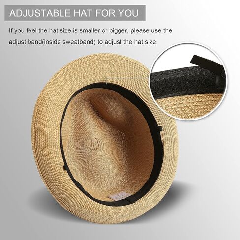 Lanzom الرجال النساء فيدورا القش قبعة الشمس قابلة للطي نشمر حافة قصيرة تريلبي قبعة الصيف قبعة الشاطئ in Kuwait