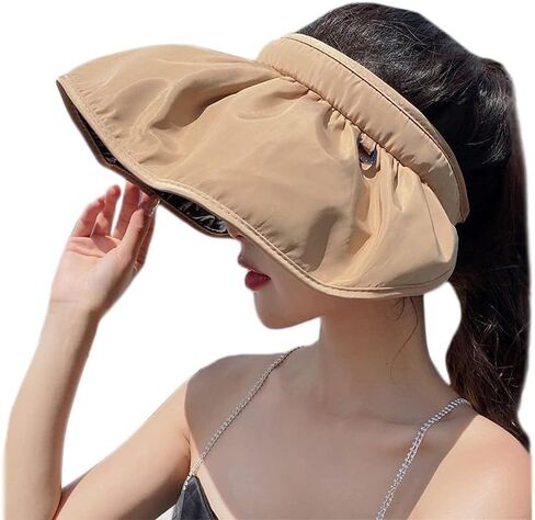 Women's Sun Visor Foldable Sun Hat Wide Brim Summer UV Protection Beach Hat in Saudi Arabia