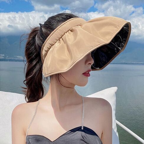 Women's Sun Visor Foldable Sun Hat Wide Brim Summer UV Protection Beach Hat in Saudi Arabia