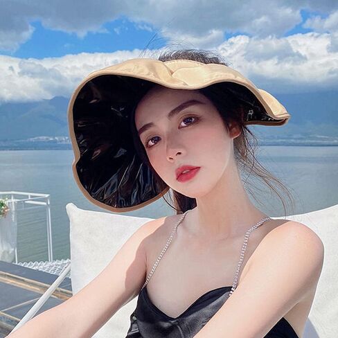 Women's Sun Visor Foldable Sun Hat Wide Brim Summer UV Protection Beach Hat in Saudi Arabia