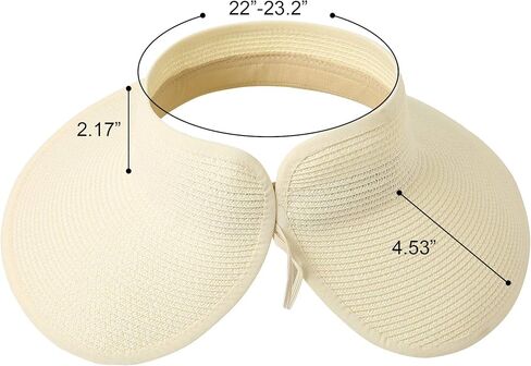 Lanzom المرأة Packable قبعة الشمس قبعات لا تغطي الرأس بالكامل واسعة حافة القش نشمر ذيل حصان الصيف قبعة للشاطئ UPF 50 in Kuwait