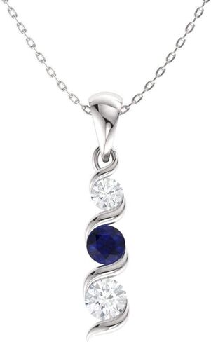 عقد Diamondere من الأحجار الكريمة الطبيعية والمعتمدة والماس بثلاثة أحجار صغيرة من الذهب الخالص عيار 14 قيراط | قلادة 0.18 قيراط مع سلسلة in Saudi Arabia