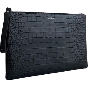 TERACOTA Wristlet Black Clutch Crocodile Grain PU Leather Purses for Women Evening Bag in Saudi Arabia