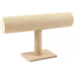 RJ Displays-T -Bar White Leatherette Retail Store Display Stand Jewelry Storage, Bracelet, Watches, Cuffs, Necklace, Earring, Bangle, Anklet, Organizer, (White Leatherette)