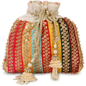 حقيبة هندي عرقية كلاتش حرير بوتلي باتوا مع هدية خرز للنساء in Kuwait