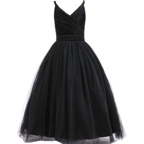 Glamulice Flower Girls Spaghetti Strap Tulle Dress Long A Line Wedding Pageant Dresses Princess Birthday Party Ball Gown in Kuwait