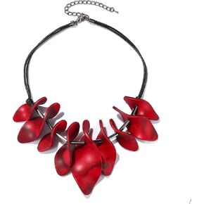 مكونيغ عقد بتصميم بوهو مكتنز مصنوع يدويا من الاكريليك بلون احمر للنساء، مجوهرات للازياء التنكرية، اكريليك in Kuwait