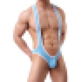 Faringoto Men's One Piece Mesh Fishnet See Through Jumpsuits Suspenders