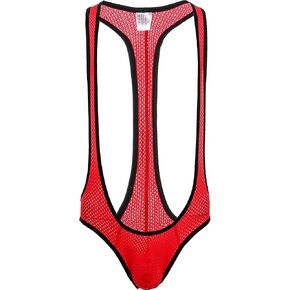 Faringoto Men's One Piece Mesh Fishnet See Through Jumpsuits Suspenders in Saudi Arabia