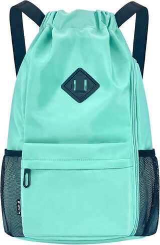 Binwin Drawstring Backpack Gym sports Outdoors Bag with Compartment,Waterproof Multipurpose Mesh Backpack for Men Women in Saudi Arabia