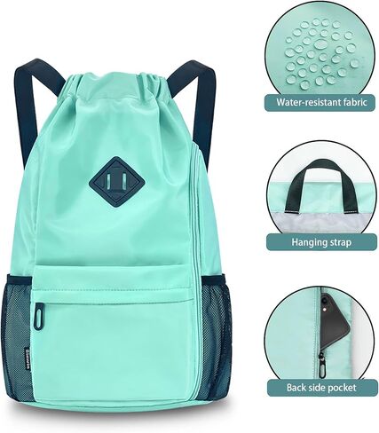 Binwin Drawstring Backpack Gym sports Outdoors Bag with Compartment,Waterproof Multipurpose Mesh Backpack for Men Women in Saudi Arabia