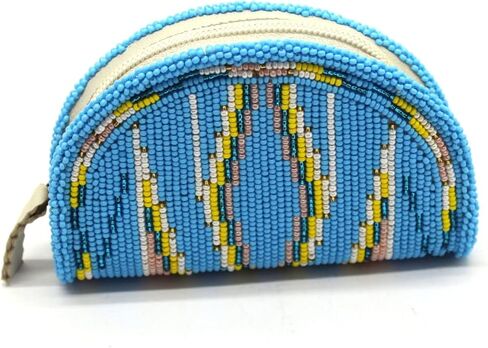 Lavivia Beaded Coin Purse For Women. Handmade Native American Inspired Seed Beads Coin Pouch (Blue (VA-CP-O-04)) in Saudi Arabia