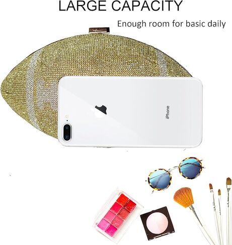 BEILAIDISI النساء كرة القدم شكل حجر الراين مساء قابض محفظة بلينغ بريق الزفاف حزب حقائب اليد in Kuwait