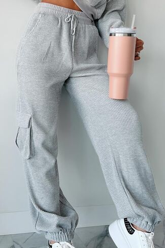 Kedera Womens Waffle Knit Pajamas Sets 2 Piece Outfits Knit Long Sleeve Pullover and Pants Sweatsuits in Saudi Arabia